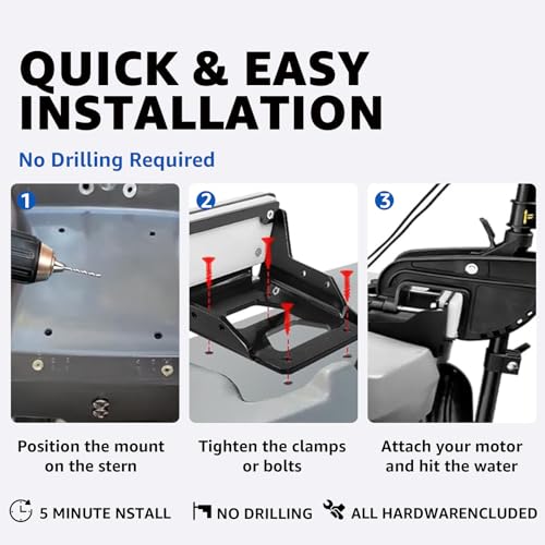 Support moteur pour kayak HKTE amovible avec fixations robustes
