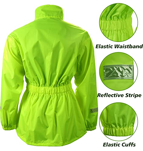 Montgear Motorcycle Jacket For Men Women Motorbike Biker Riding Jacket Waterproof Rain Suit With High Visibility Reflective Tape(Fluorescence-L) #TOP4