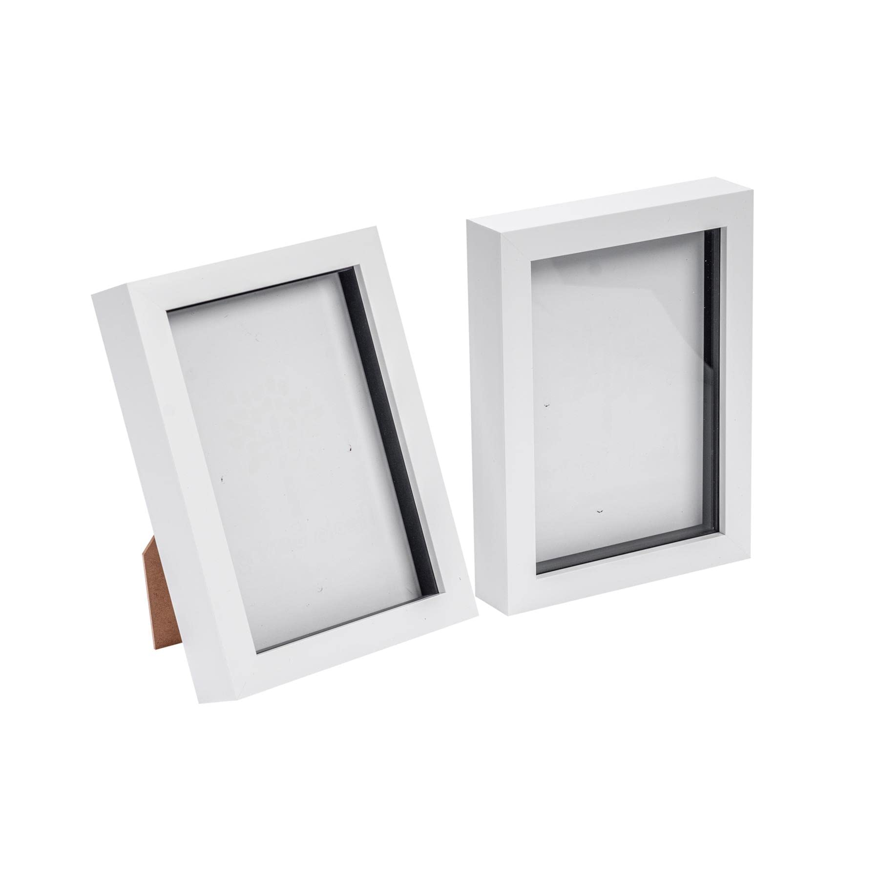 Nicola Spring 3D Shadow Box Photo Frames - 5x7 (12x17cm) - Pack of 2 - White 3D Photo Frame Box Picture Frame Box Portrait Display Case for Crafts, Keepsakes, Wedding, Graduation
