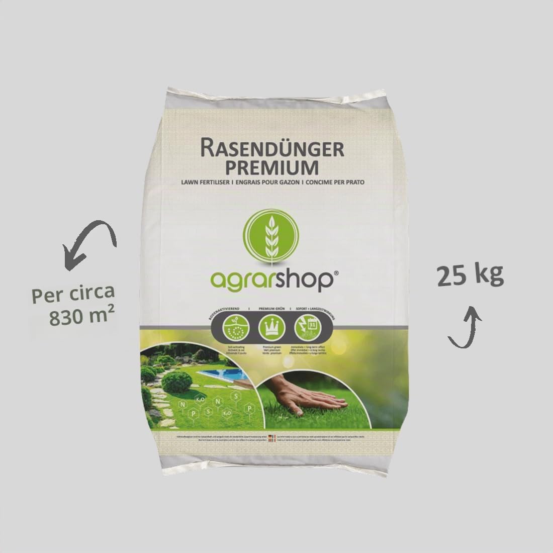 Fertilizzante per Prato Premium 25 kg Effetto a lungo Termine Concime Prato 3 Mesi Universale