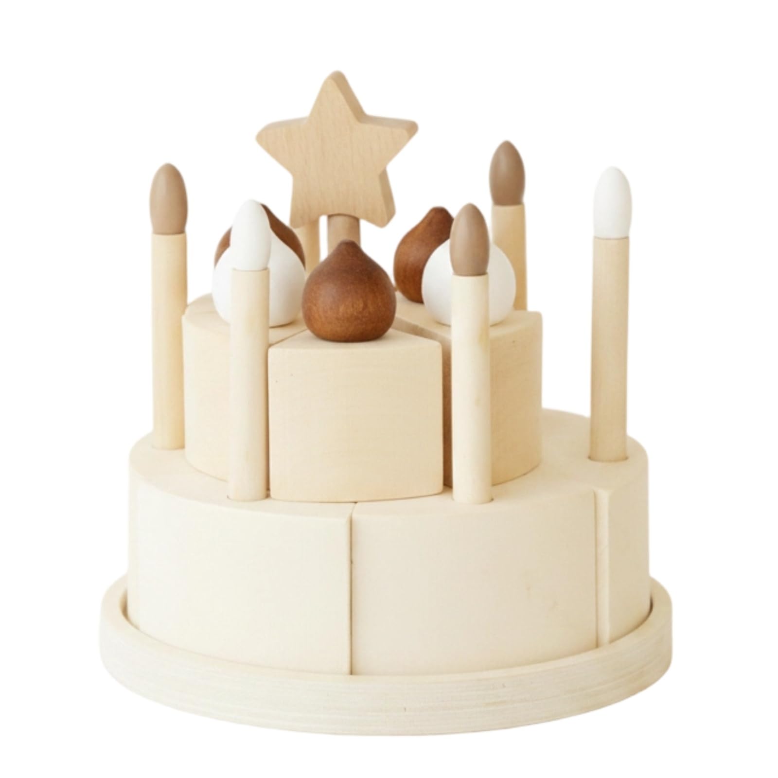Tarta Juguete Madera Tonos Crema Pastel Cumpleaños Madera Juego Imaginativo Artículo Infantil para Decoración , Style to 2