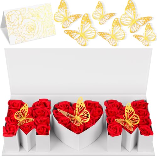 PYQTH 4 Pack Empty Flower Gift Box for Mom, Mothers Day Mom Box for Flowers Thicker Letter Shaped Gift Boxes Fillable Chocolate Candy Packaging Boxes for Mother's Day Birthday (Pink)