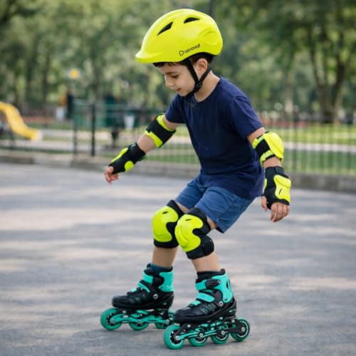 Image of Airavat 7510 Zippy Kids Protective Set Including Helmet Along with Knee Pads, Elbow Pads & Palm Guards (Green)