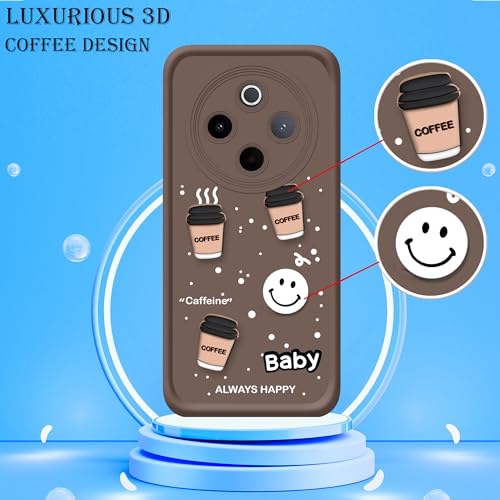 Image of amazon basics Back Case Cover Compatible for iQOO Z10 5G / Vivo T4 5G | Cute Fun Cartoon 3D Ball | Coffee Silicone Case | Camera Protection | Body Protection | Shock Proof | Color Brown