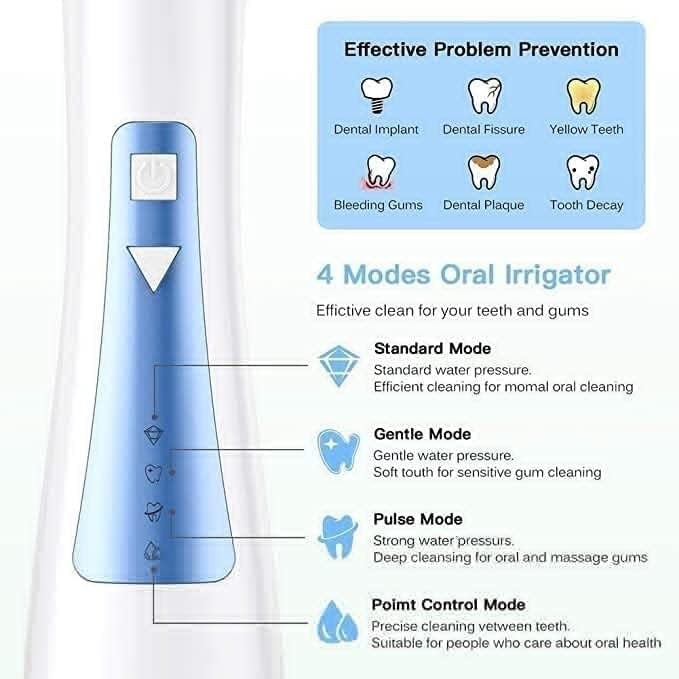 Water Flosser Cordless for Teeth - 3 Modes Dental Oral Irrigator, Portable and Rechargeable Waterproof Powerful Battery Life Easy to Clean Saves Space