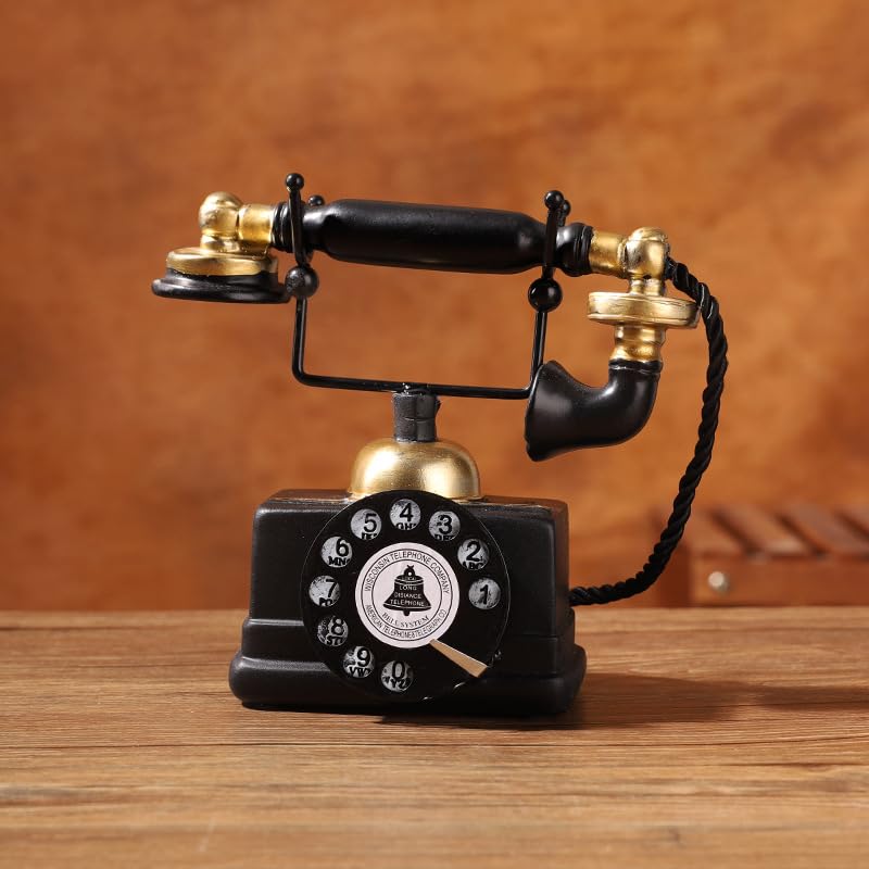 Vintage Retro Rotary Telephone Desk Decor – Classic Antique Style Landline Phone Replica with Handset, Nostalgic Home Office Decoration, Rustic Tabletop Accent for Living Room, Study, or Gift-image-47