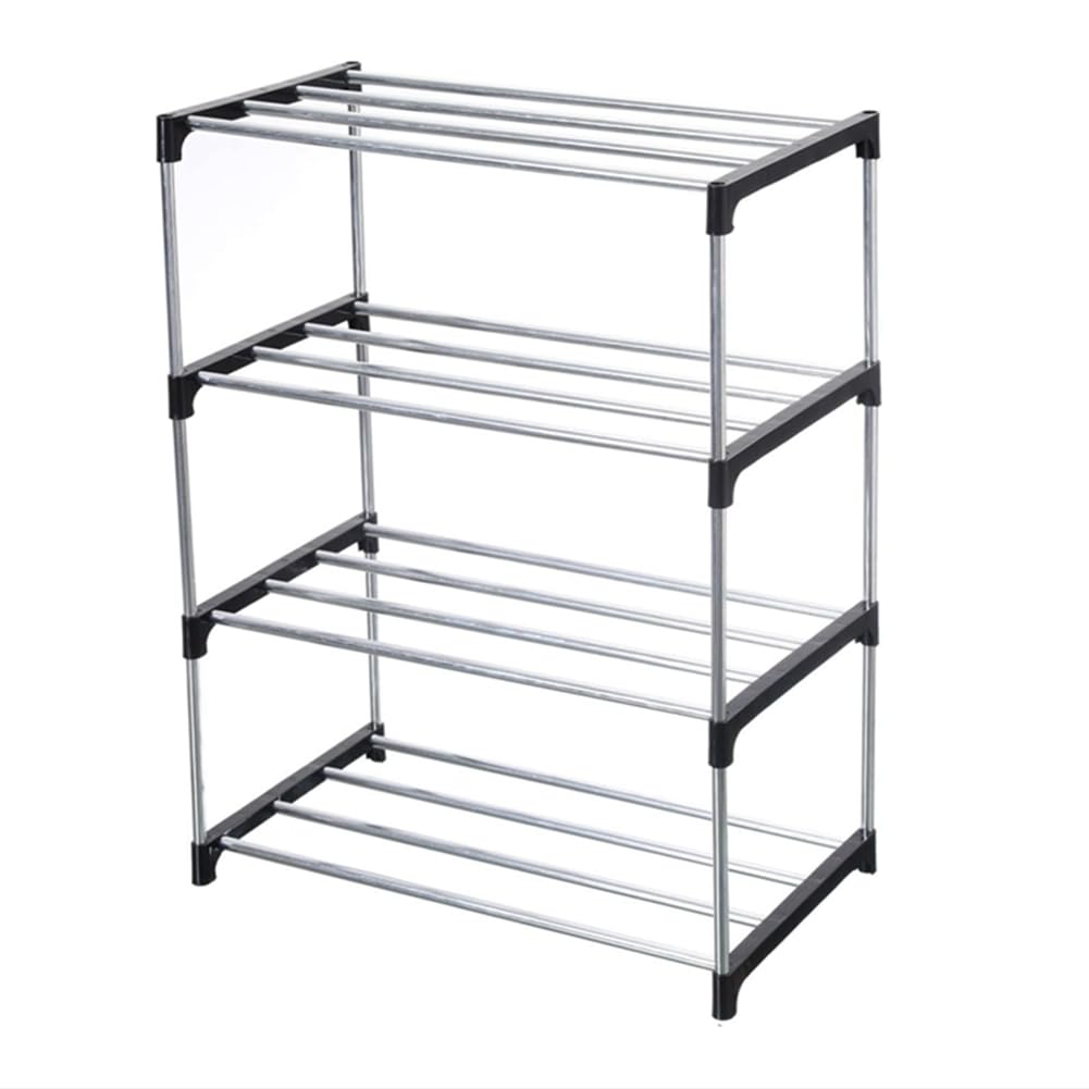 CTRLZS Stackable Small Shoe Rack, Entryway, Hallway and Closet Space Saving Storage and Organization (4-Tier, Black) Easy to Use