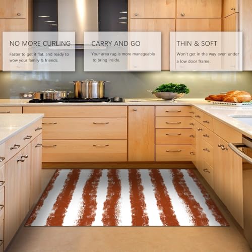 Tapis moderne 120x180 cm abstrait à rayures brunes et blanches chic - 5