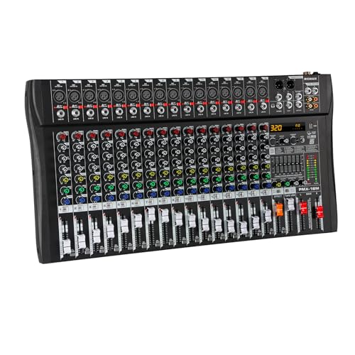 MICNAUX Audio Mixer 16 Channel Professional Mixer Console with 320 DSP Effects, 7-band EQ Sound...
