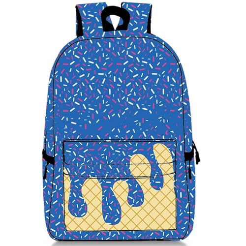 Kawaii Ice Cream Drip Shoulder Bag for Boys – Trendy Cute Backpack with Unique Drip Design, Light Blue, Stylish & Lightweight(Royal Blue)