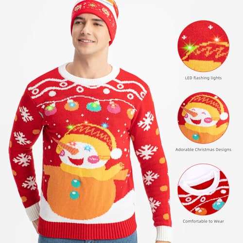 MGparty Light-Up Snowman Christmas Sweater for Men and Women - Image 3