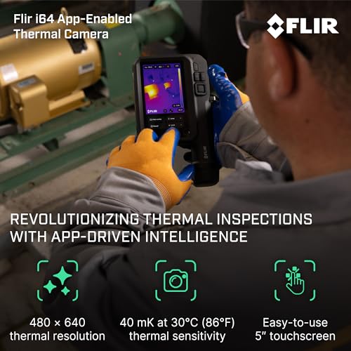 Image of Flir i64 Thermal Imaging Camera, 480x640, ACE Platform, WiFi | MSX, 40 mK NETD, AssetLink, Ignite cloud, building /electrical /HVAC, battery, charger, case