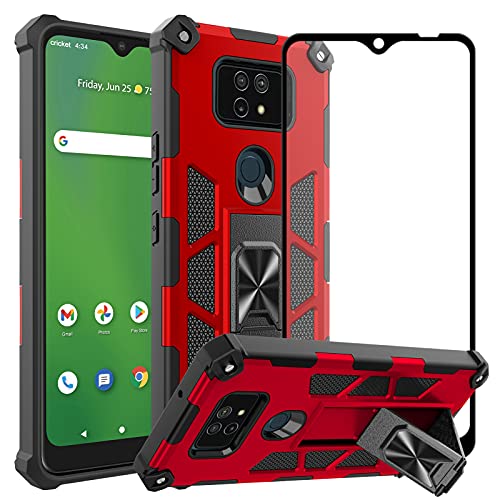 Ailiber Case Compatible with Cricket Ovation 2, AT&T Maestro Max Case with Screen Protector, for Magnetic Car Mount, Kickstand Holder, Rugged Shockproof Full Body Cell Phone Cover-Red