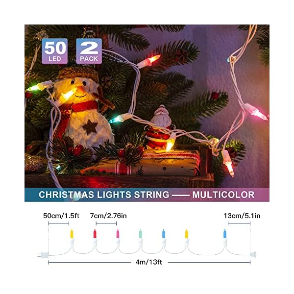 Hopolon 2pack 50-count white christmas lights with white wire, string lights for holiday decorations, christmas tree lights, holiday party, wedding, xmas, home, indoor & outdoor use - image 6