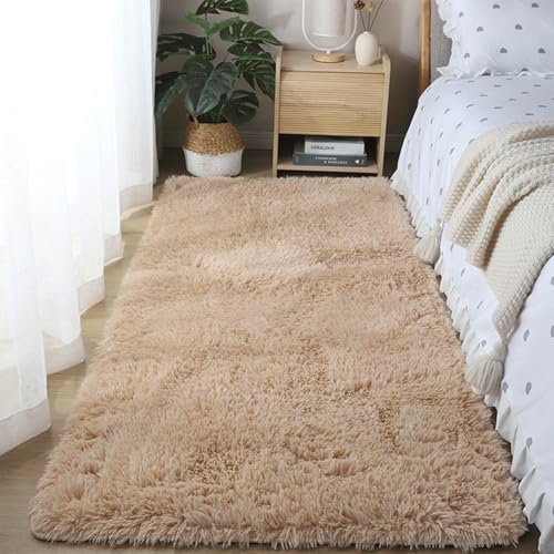 Générique Tapis à Poils Longs à Poils Longs pour Salon Chambre à Coucher, Moelleux Antidérapant Lavable Tapis Moderne de Haute Qualité pour Chambres d'enfants, Couloirs, Cuisines,Camel,50x80cm