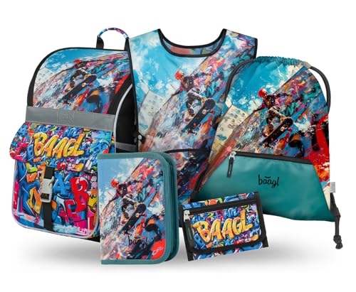 Baagl Schulranzen Jungen Mädchen Set 5 Teilig (Zippy Schultasche für 1....