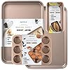 Premium pfoa free nonstick baking pans bundle of 4 items 13 x 18 inch half baking sheet set of 2 5 x 9 inch loaf bread pan 9 x 13 inches cake baking pan  urban country home decor