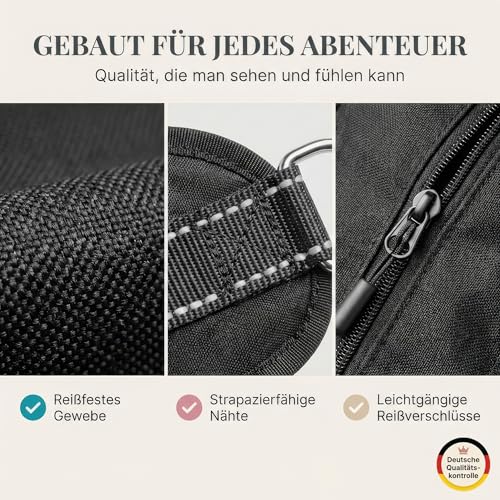 HUND IST KÖNIG Leckerlitasche für Hunde Leckerlis & Hundezubehör - Robuste Bauchtasche Hund - Futterbeutel Hunde mit Kotbeutelspender, Handyfach & Gurt für Flexileine
