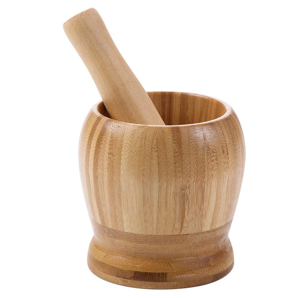 Jauhmui Mortaio e Pestello in Legno Grande per Spezie Aglio Utensili Cucina