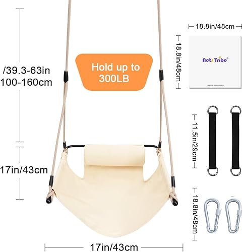 Miniatura 4 de nets Tribe Silla de columpio para niños pequeños, asiento de columpio de cuerda resistente para niños con cojín, columpio de puerta para niños en