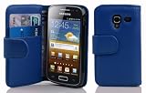 cadorabo Coque pour Samsung Galaxy ACE 2 en Bleu CÉLESTE - Housse Protection en Similicuir Structuré avec Stand Horizontal et Fente Carte - Portefeuille Etui Poche Folio Case Cover