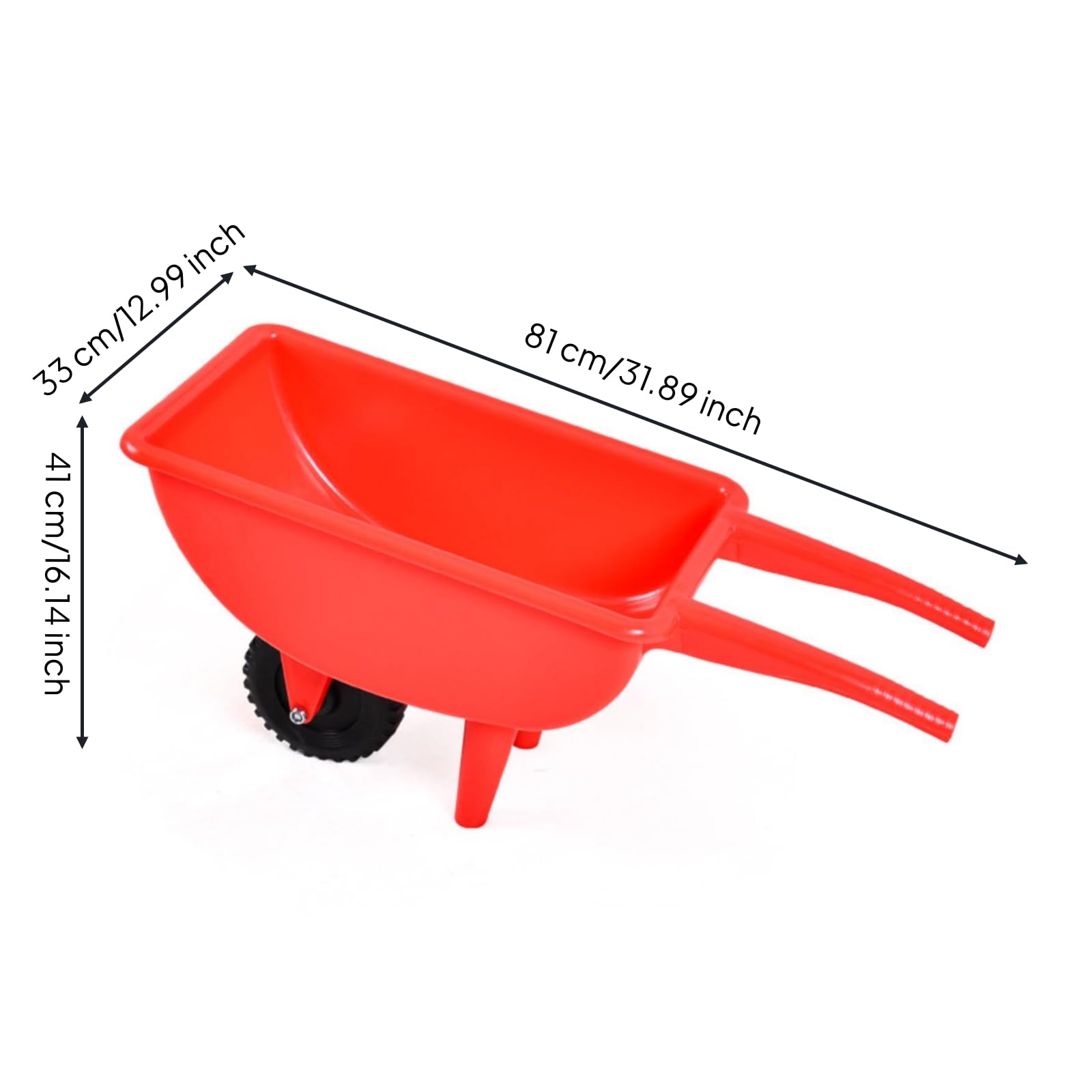 Brouette Jardinage Jouet Légère Brouette en Plastique Coloré pour Tout-Petits, Jardin, Rouge