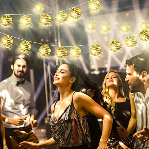 Acelist 20 Led 9.8Ft Disco Ball String Light - Battery Powered And Usb Plug, Disco Ball Lights For 70'S Disco Party Decorations And Birthday Parties, Mamma Mia (Gold) #TOP2