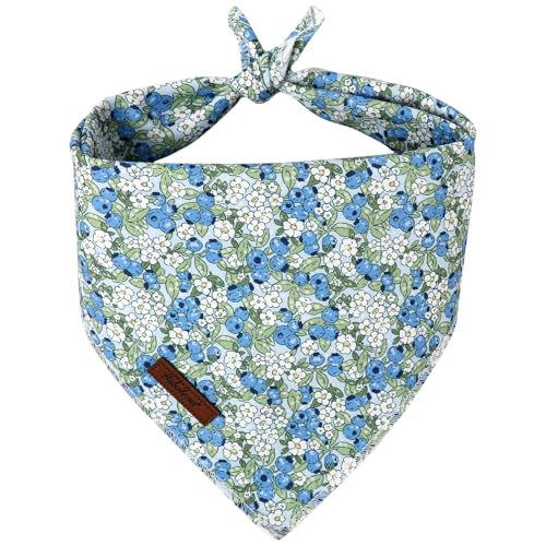 Babole Pet Blueberry Dog Bandana - Soft Blue Spring Summer Dog Neck Scarf, Cute Pet Bib for Puppy Kitten, Playful Photo Dogs Cats Prop for Daily Use Parties & Pet Photography S