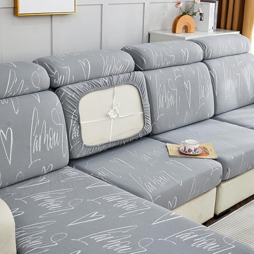 Bedruckter Sofakissenbezug Couch RüCkenlehne ÜBerzug 1 2 3 4 Sitzer Sofa Sitzkissen Bezug L U-Form Universeller Sofabezug, Individual Couch Kissen BezüGe, Waschbar(L: 95-135cm- W: 65-95cm,Grey 2)