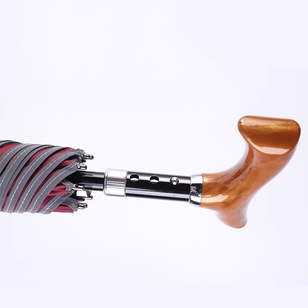 Antypoślizgowa regulowana laska do chodzenia, lekka, wiatroszczelna laska parasolowa do użytku w mieście, wielofunkcyjny parasol, wysokość 83-91 cm (32-36 cali)