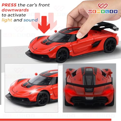Image of Wembley 1:32 Scale Die-Cast Toy Car for Kids| with Opening Doors, Hood & Trunk| Features Pull Back Action| Luxury Sports Car Collectible|| Die-Cast Metal Body - Orange