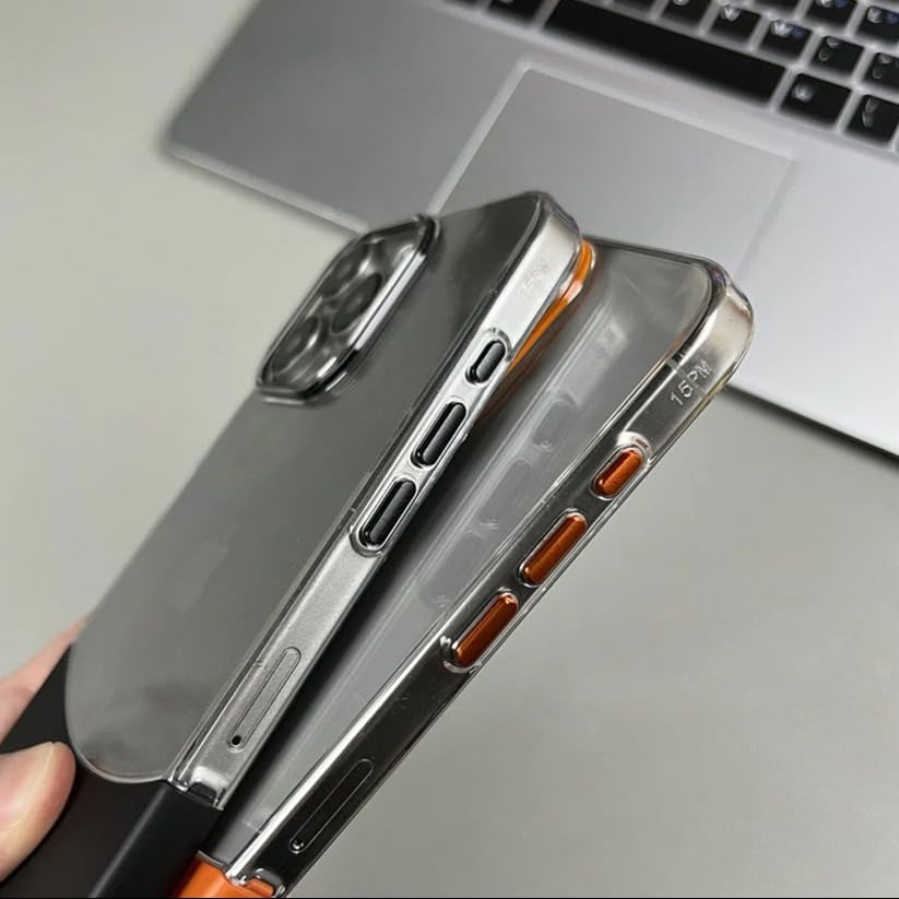 Image of MILLION CASES Back Cover Case for iPhone 15 Pro Shockproof Protective Crystal Splicing Contrast Transparent Case for Men & Boys(Natural Titanium)
