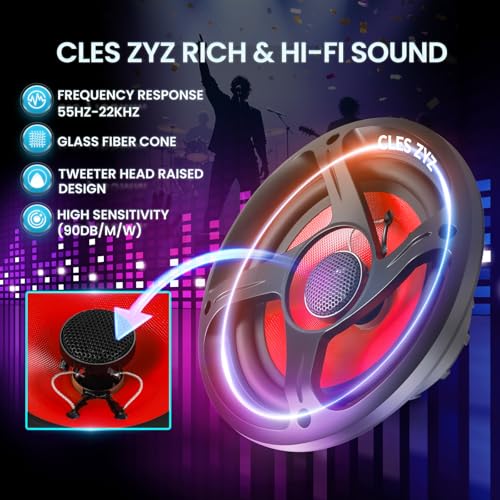 6.5‑Inch Car Coaxial Speakers, 800W Max Power, 200W RMS, 4 Ohm, 90dB Sensitivity, 6.5 Speakers with Glass Fiber Cone for Delivering Hi‑Fi Sound, Ideal Audio Upgrade for New & Used Cars (Pair) - Image 5