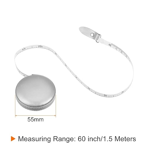 Miniatura 2 de HARFINGTON Cinta métrica retráctil redonda de 59.1 in60 pulgadas, funda de cuero suave, tamaño de bolsillo para cuerpo, medidas de costura, tono