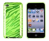 Green Zebra Striped Flexi TPU Case for Apple iPod Touch 4G (4th Generation)