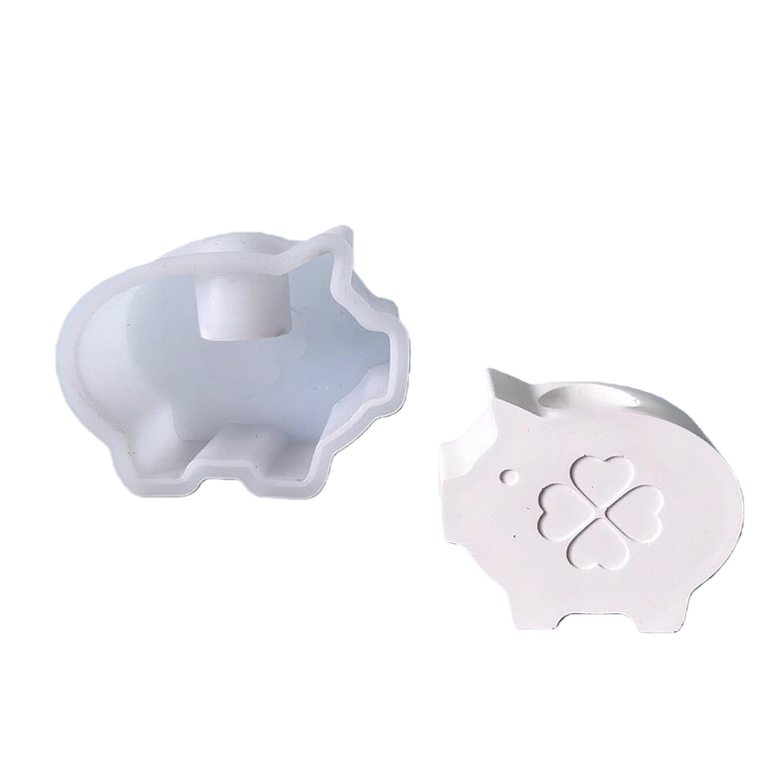 Tsophreniq Piggy Figurine Silicone Mold Food Grade Silicone Easy Demold for Resin Casting Making Candlestick Home Decoration Lucky Holder Mold