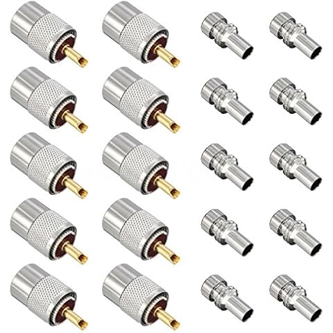 ESUMIC PL259 Solder Connector Plug with Reducer for RG8X Coaxial Coax Cable 10Pack Cover