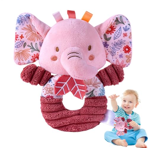 赤ちゃん用ぬいぐるみガラガラ、ソフトガラガラ - かわいい動物のぬいぐるみウサギの象のガラガラ | ソフトリングガラガラ感覚おもちゃ、ぬいぐるみガラガラシェイカー0-6ヶ月の赤ちゃん用