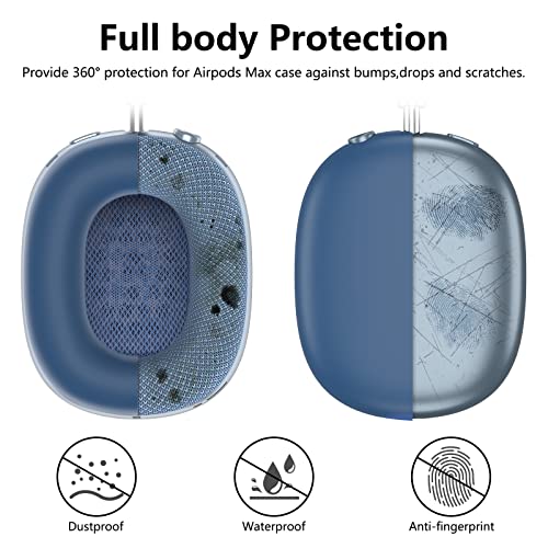 Silicone Case Cover For Airpods Max Headphones, Anti-Scratch Ear Pad Case Cover/Ear Cups Cover/Headband Cover For Airpods Max, Accessories Soft Silicone Skin Protector For Apple Airpods Max (Blue) #TOP2
