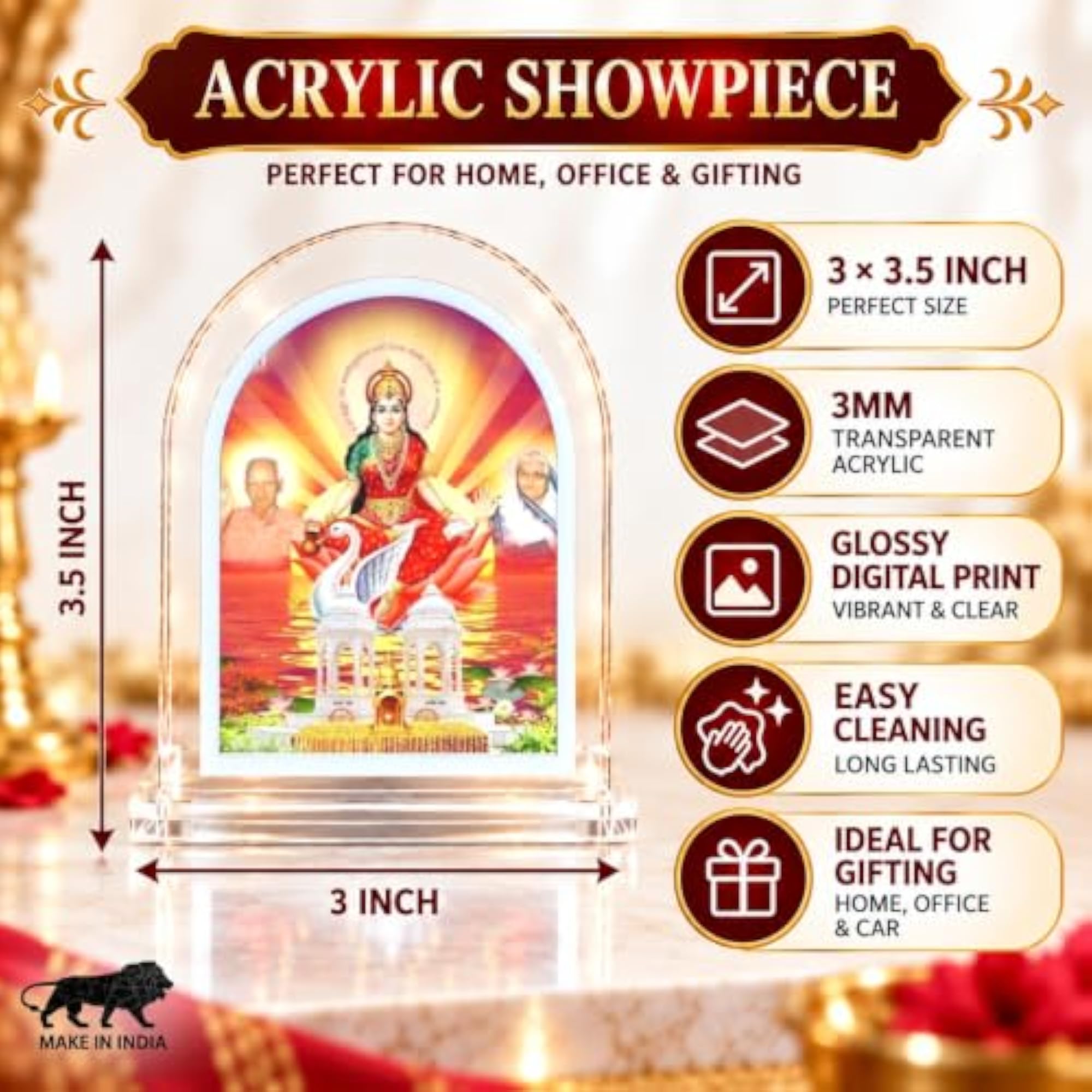 Gayatri Mata L Shape Acrylic Showpiece