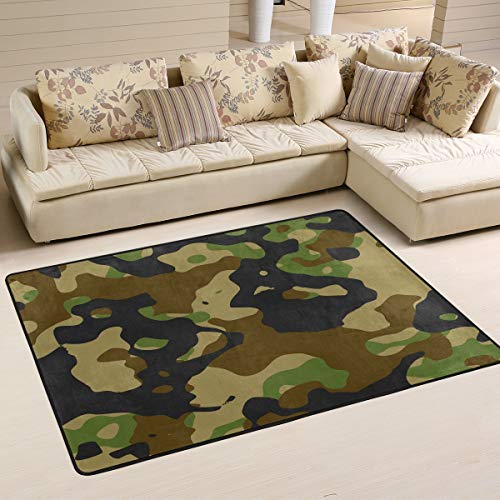 Mnsruu Camouflage Teppich im Militär-Stil für Wohnzimmer, Schlafzimmer, Textil, multi, 183cm x...