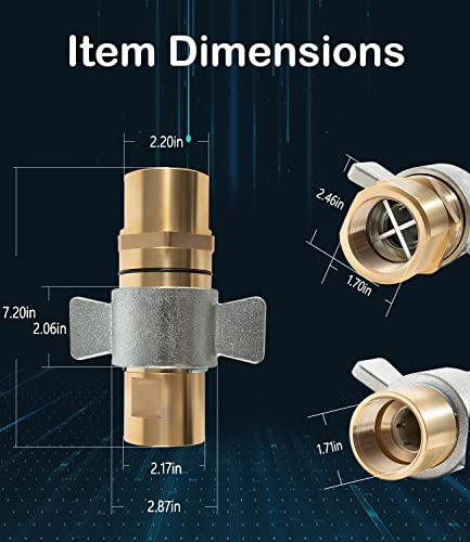 Image of 1-1 /2″ NPT Wet-Line Wing Nut Hydraulic Quick Disconnect Coupler - Brass Wing Nut Design, 3000 PSI Wet-Line Coupling for Dump Trailers, Hydraulic Systems