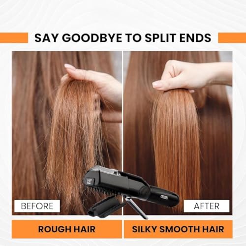 Image of Pro Hair Cutter Fix Automatic Split End Remover for Treatment of Frizzy, Dry, Damaged, Colored, Broken, Curly, Straight or Bleached Hair Types, Women Beauty HairStyling Tool - Black