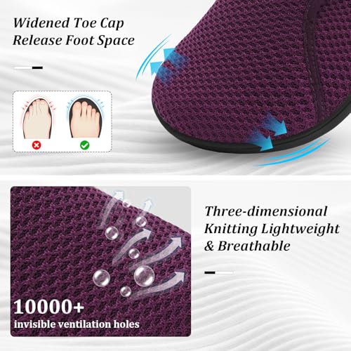 Image of Womens Walking Shoes Comfortable Wide Diabetic Shoes Adjustable Zero Drop Edema Shoe Breathable Neuropathy Nursing Shoes Casual Wide Width Sneakers
