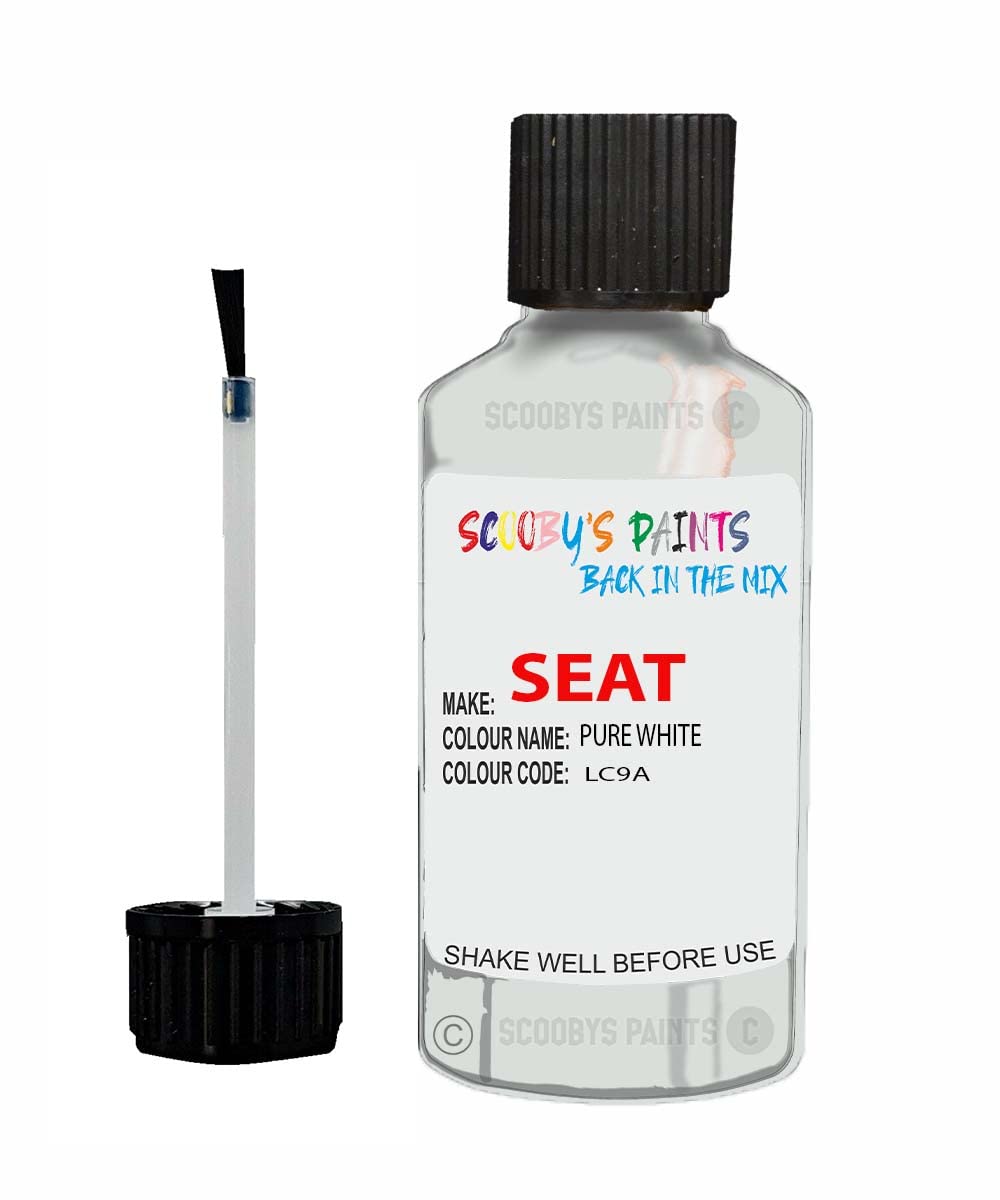 Scoobys Paints Back In The Mix Pure White Touch Up Paint For Seat Mii Lc9a 2015-2018 30Ml Bottle Brush Scratch Stone Chip Repair Pen