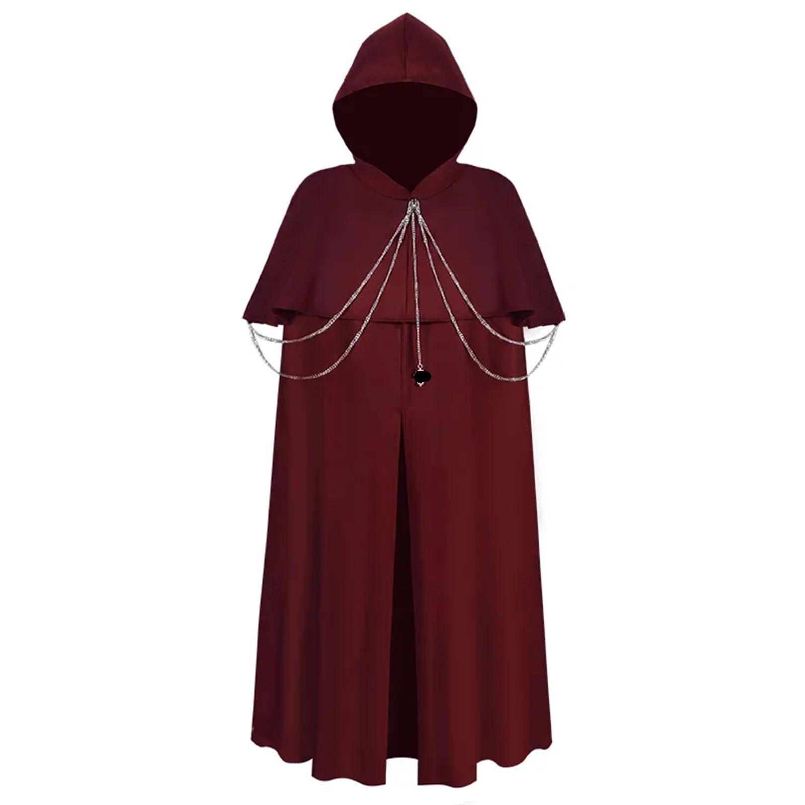 Peleryna z kapturem dla mężczyzn i kobiet - gotycki kostium wikinga w stylu vintage, gotycki czarny rycerz, kostium wikinga na Halloween, przebranie cosplay