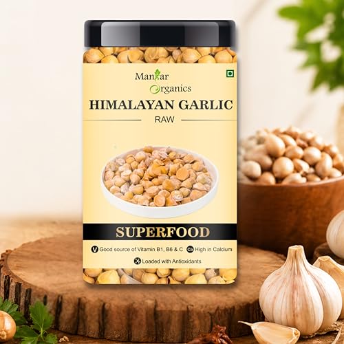 Image of ManHar Organics Kashmiri Garlic (Lehsun) 400g Jar | Direct from Farmers | Premium Himalayan Single Clove Garlic | Whole Bulbs