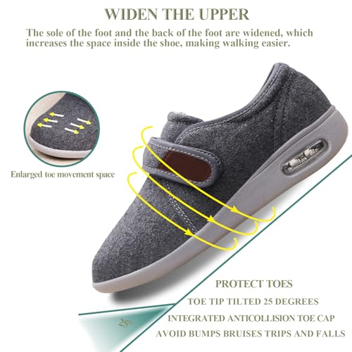 Mens Wide Diabetic Shoes Adjustable, Lightweight Warm Plush Walking Shoes Arthritis Edema Easy Put On House Shoes Womens Indoor Outdoor Slippers4