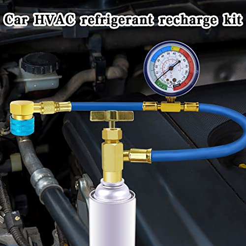Refrigerator Freon Recharge Kit, R134A Refrigerant Recharge Kit, A/C R134A Refrigerator Freon Recharge Kit, With Bullet Piercing Tap Valve, R134A Self-Sealing Adapter, For Home Ac Refrigerant System #TOP5