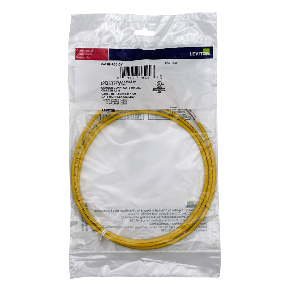 Câble réseau Leviton haute Flex HD 6 1 g RJ45 Cat 6 Gigabit 6H460-5Y